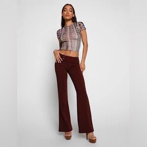 Tiger Mist Kittie low rise tailored flare pants in chocolate brown